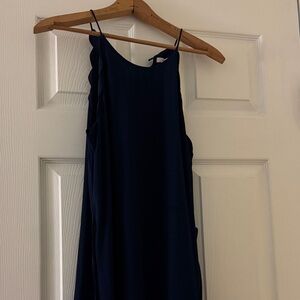 Naked Zebra Midnight Blue Scalloped Midi Dress